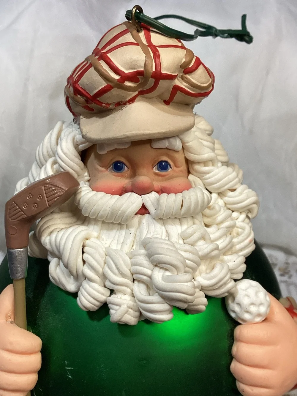 Department 56 Mercury Glass Green Golfing Santa Claus Christmas Ornament